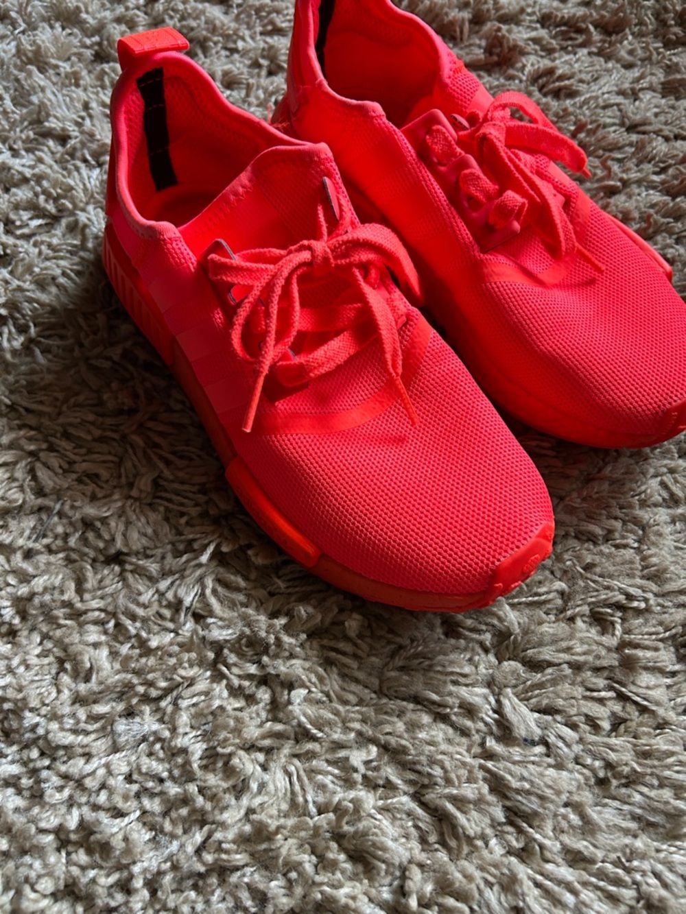 adidas Neon Coral Knit Lace-Up Sneakers